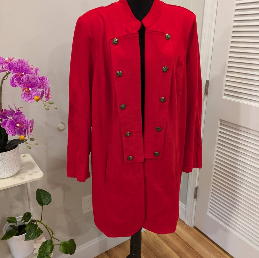 Tommy Hilfiger Chic Red Double-Breasted Coat Size 2X
